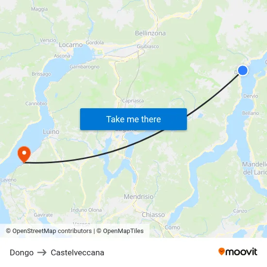 Dongo to Castelveccana map