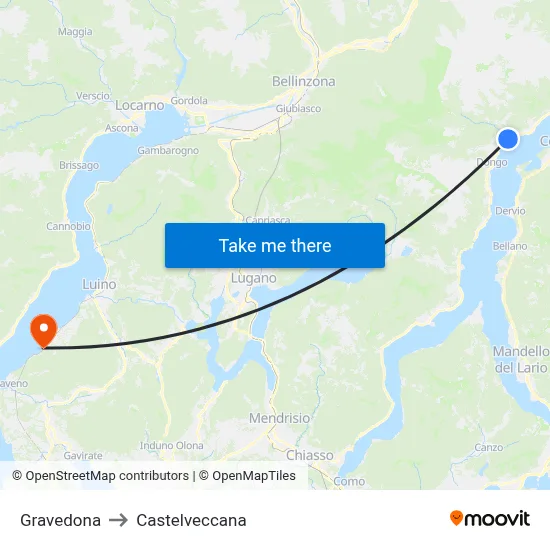 Gravedona to Castelveccana map