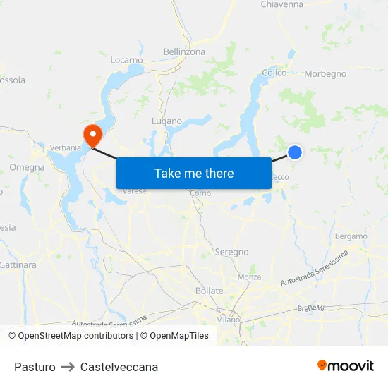 Pasturo to Castelveccana map