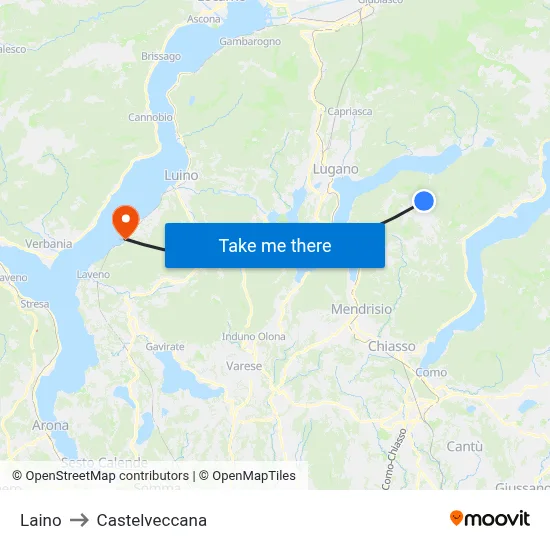 Laino to Castelveccana map