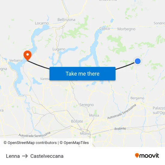 Lenna to Castelveccana map