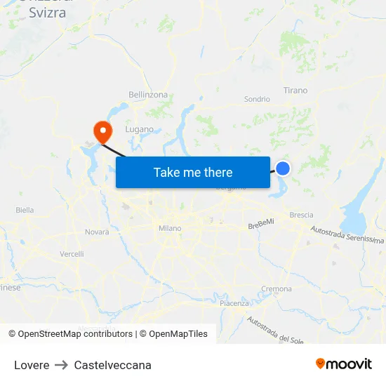 Lovere to Castelveccana map