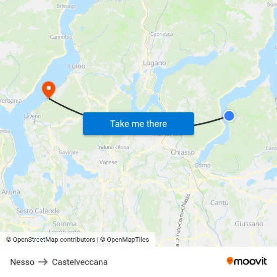 Nesso to Castelveccana map