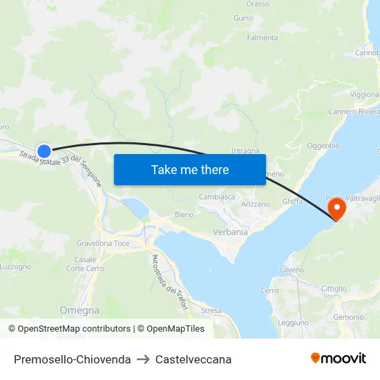 Premosello-Chiovenda to Castelveccana map
