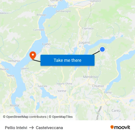 Pellio Intelvi to Castelveccana map