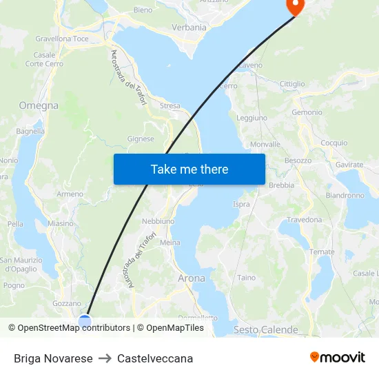 Briga Novarese to Castelveccana map