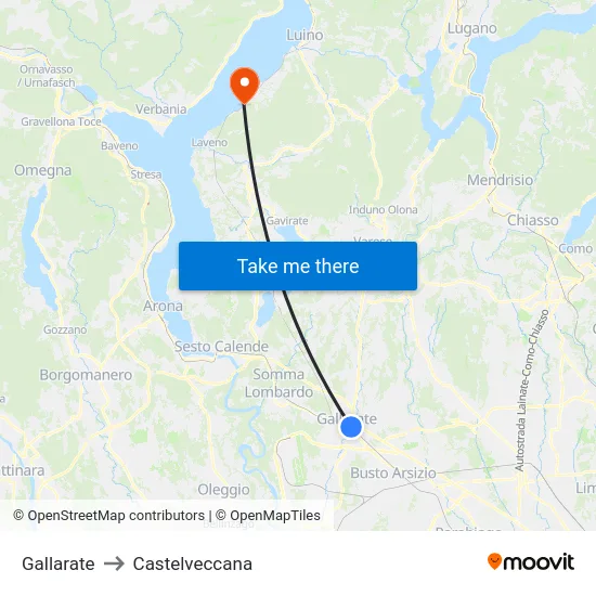 Gallarate to Castelveccana map