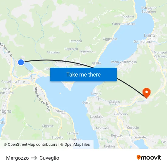 Mergozzo to Cuveglio map