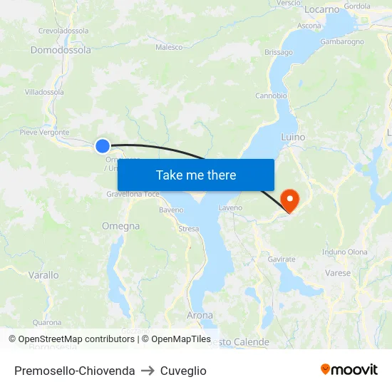 Premosello-Chiovenda to Cuveglio map