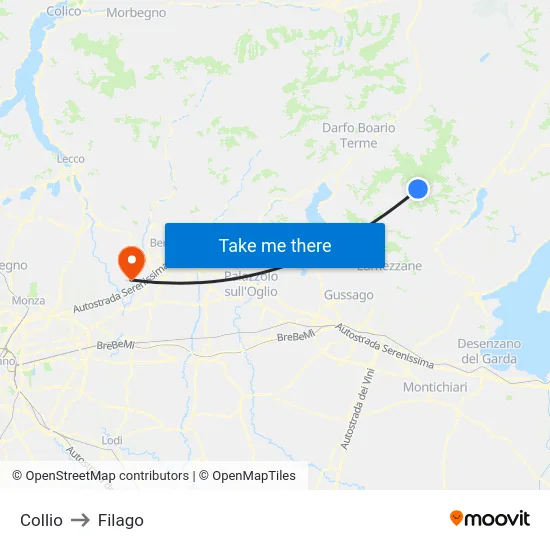Collio to Filago map