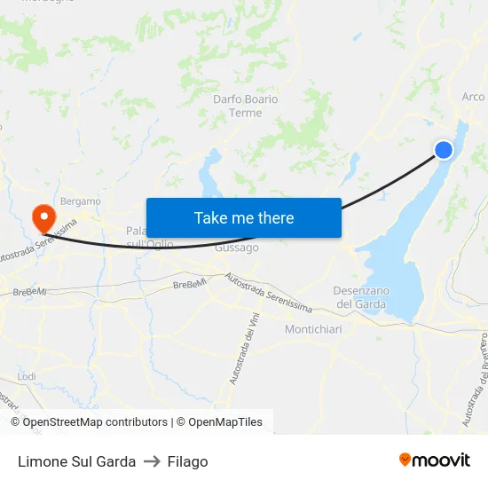 Limone Sul Garda to Filago map
