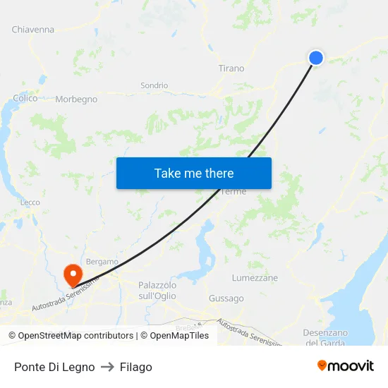 Ponte Di Legno to Filago map