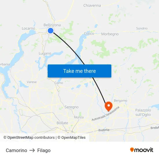 Camorino to Filago map