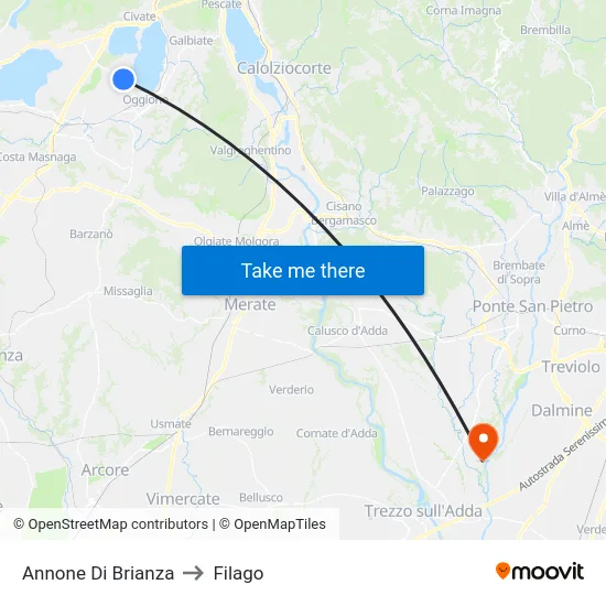 Annone Di Brianza to Filago map