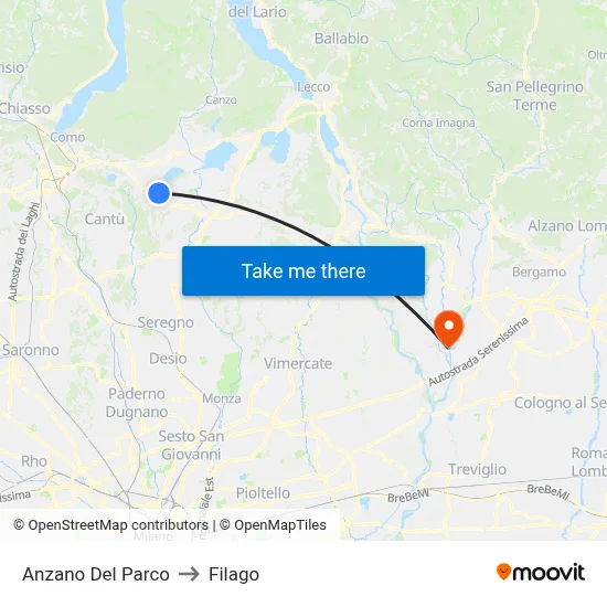 Anzano Del Parco to Filago map