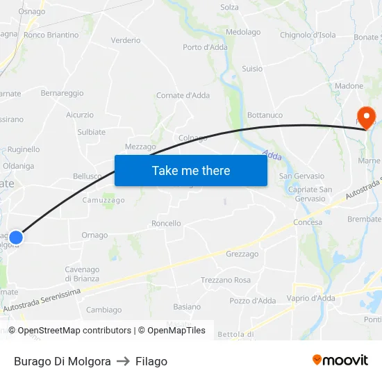 Burago Di Molgora to Filago map