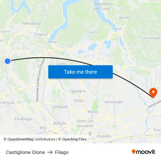 Castiglione Olona to Filago map