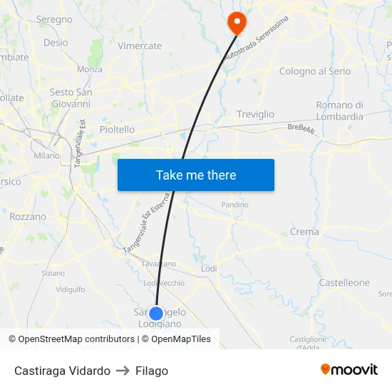 Castiraga Vidardo to Filago map