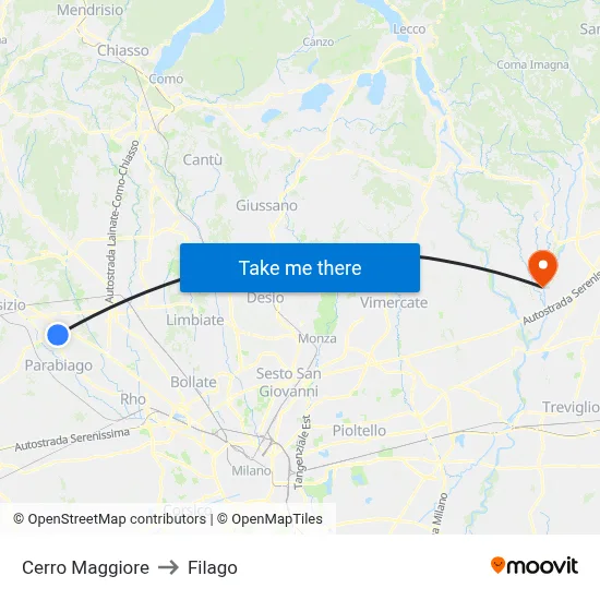 Cerro Maggiore to Filago map