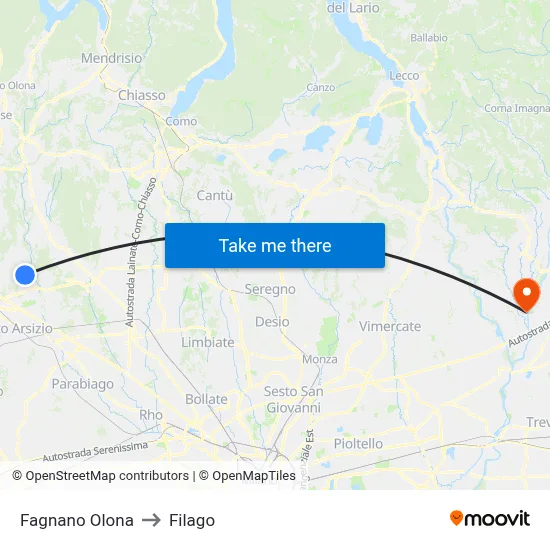 Fagnano Olona to Filago map