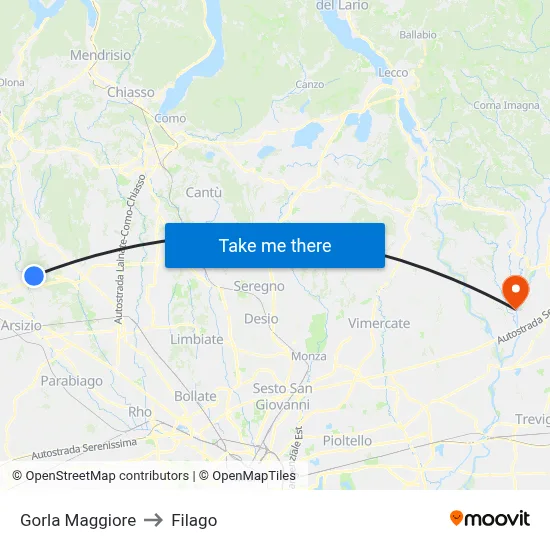 Gorla Maggiore to Filago map