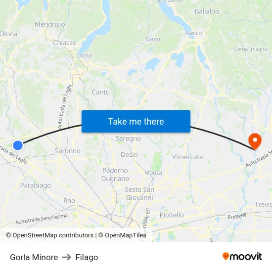 Gorla Minore to Filago map
