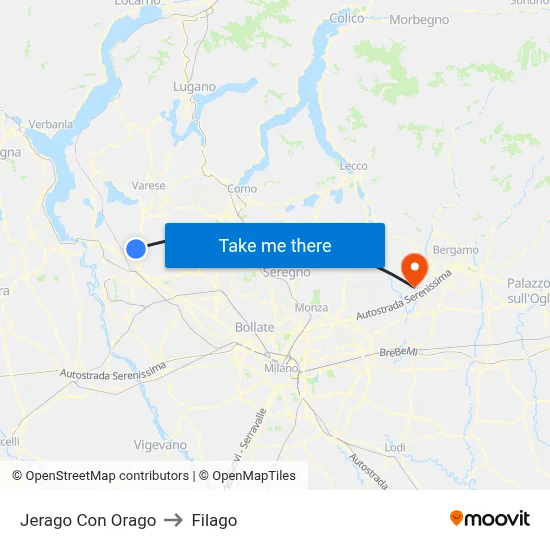 Jerago con Orago to Filago map