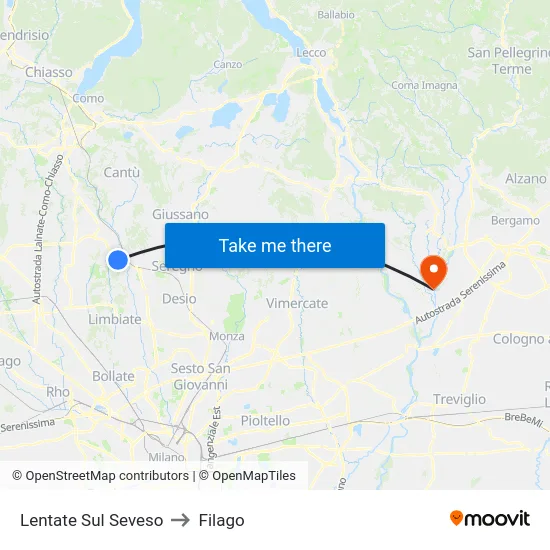 Lentate Sul Seveso to Filago map