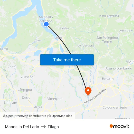 Mandello Del Lario to Filago map