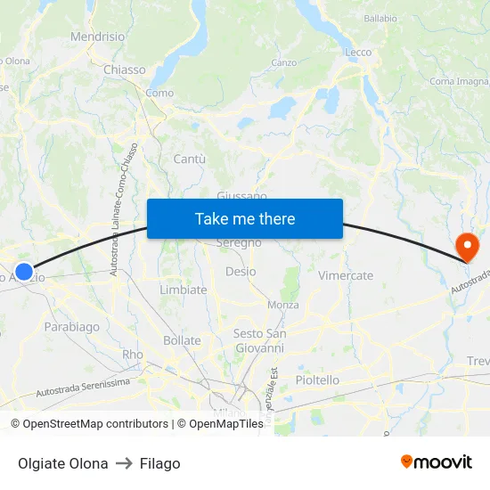 Olgiate Olona to Filago map