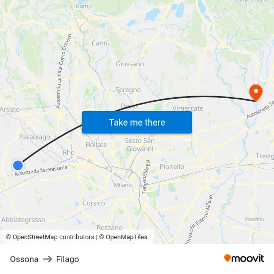 Ossona to Filago map