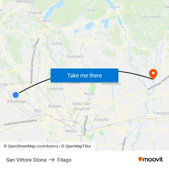 San Vittore Olona to Filago map