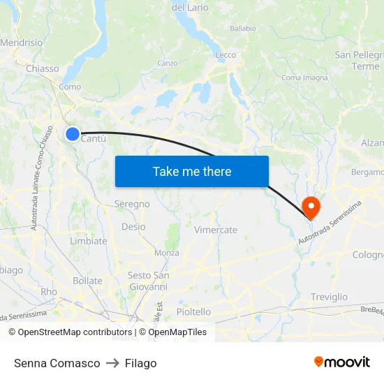 Senna Comasco to Filago map