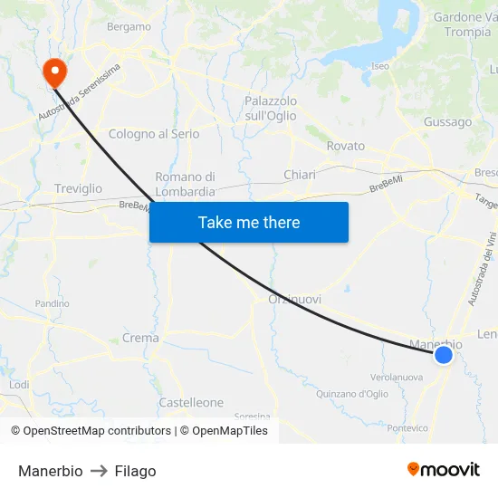 Manerbio to Filago map