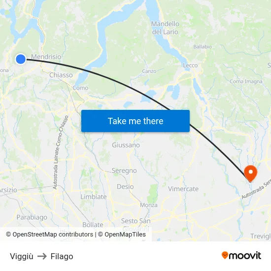 Viggiù to Filago map