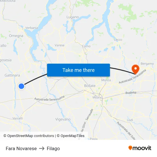 Fara Novarese to Filago map