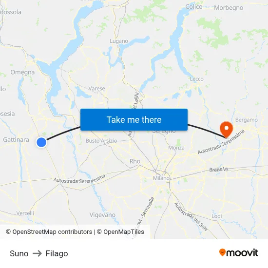 Suno to Filago map