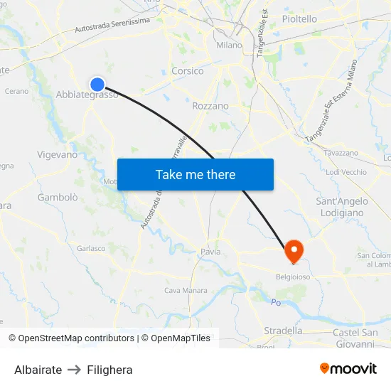 Albairate to Filighera map