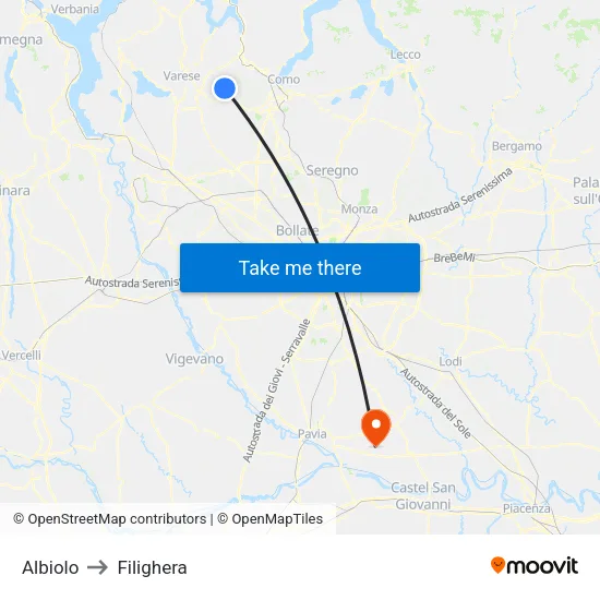 Albiolo to Filighera map