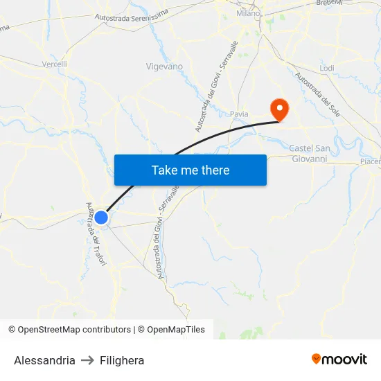 Alessandria to Filighera map
