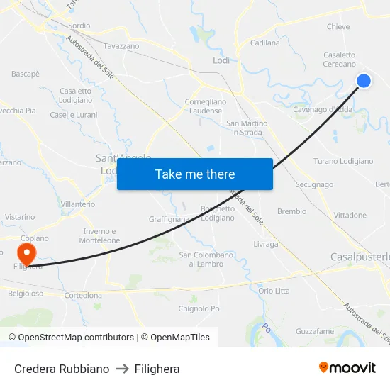 Credera Rubbiano to Filighera map