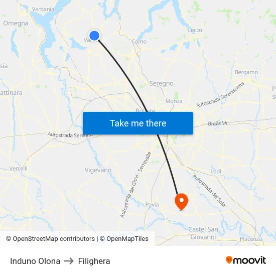 Induno Olona to Filighera map