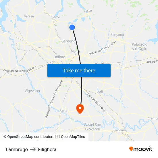 Lambrugo to Filighera map