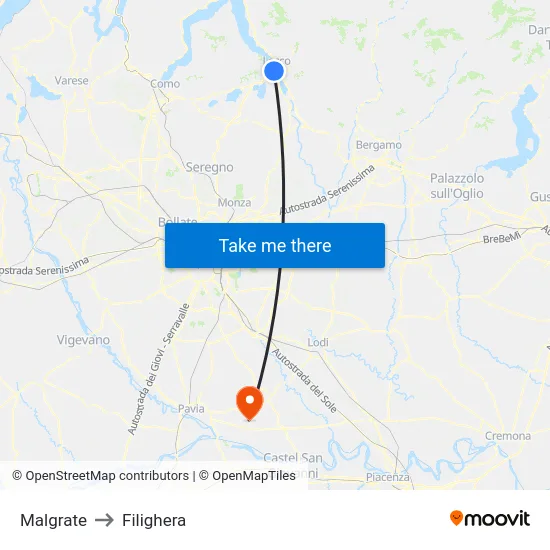 Malgrate to Filighera map