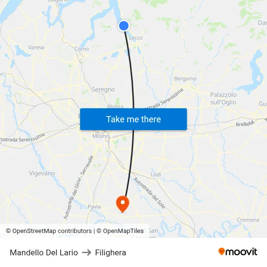 Mandello Del Lario to Filighera map