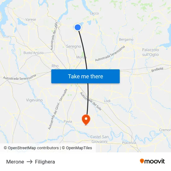 Merone to Filighera map
