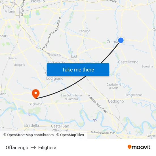 Offanengo to Filighera map