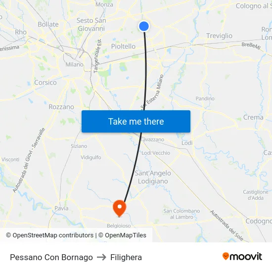 Pessano Con Bornago to Filighera map