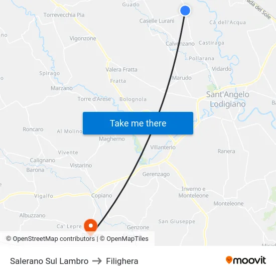 Salerano Sul Lambro to Filighera map