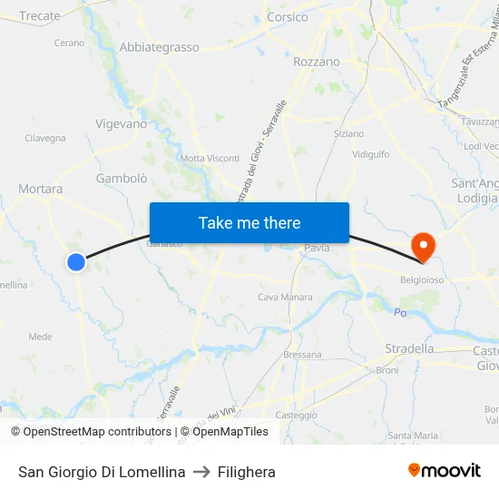 San Giorgio Di Lomellina to Filighera map